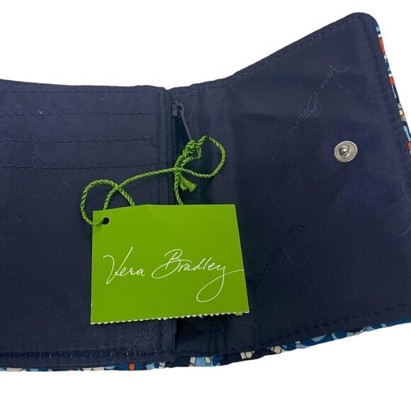 VERA BRADLEY Quilted Wallet Blue Boho Floral Cotton Marrakesh Tri-Fold Retired - Picture 6 of 10
